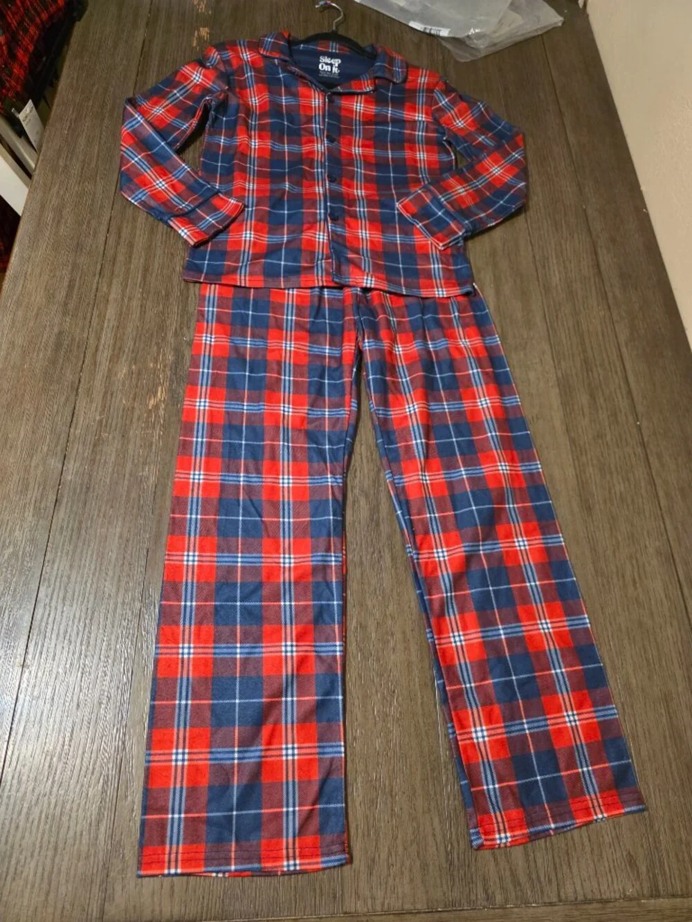Sleep On It Boys Christmas Pajama Set NWT Large 2 Piece Jersey Coat